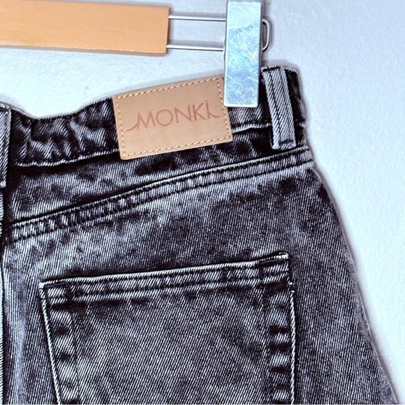 3/$10⚡️ASOS Monki Black Jean Shorts High-Waisted Distressed Hem Denim - Picture 14 of 15